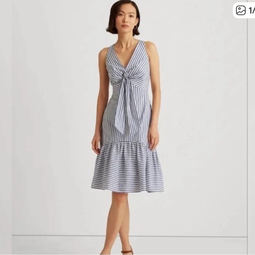 Ralph Lauren Black Label Blue and White Striped Mini Dress